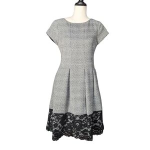 Jessica Howard Black White Plaid Fit & Flare Dress Short Sleeve